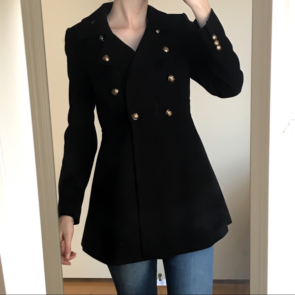 Forever 21 Jackets & Blazers - Black Double Breasted Pea Coat Gold Buttons F21